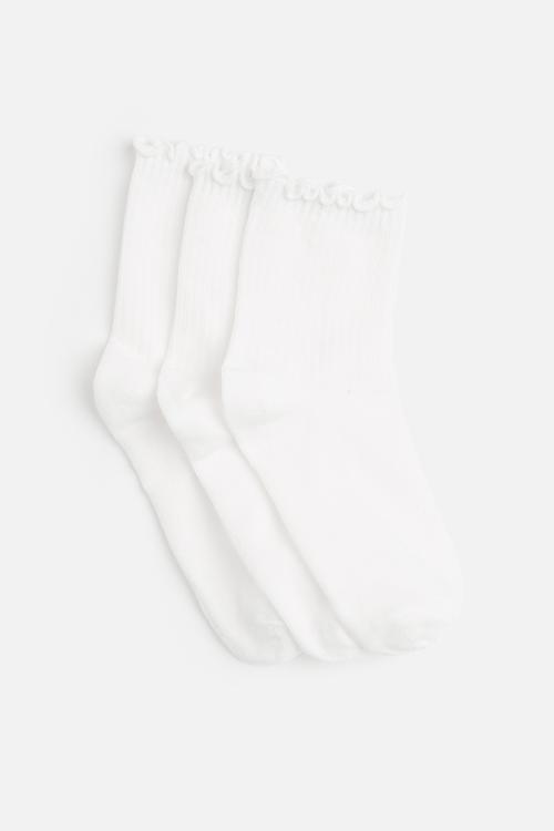 3 Pack frill trim socks - white
