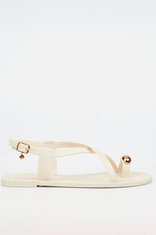 Kenzy 2 gold trim jelly sandal - ivory