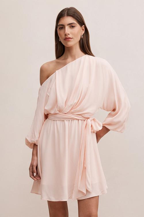 Samantha tipped draped mini dress in rosewater