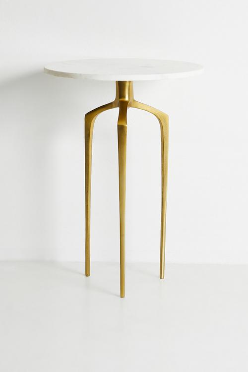 Vera Gold & Marble Side Table - white