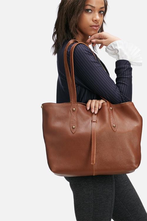 Rozel leather tote without tassles