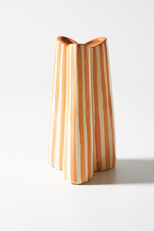Stoneware Stripes Vase - Orange