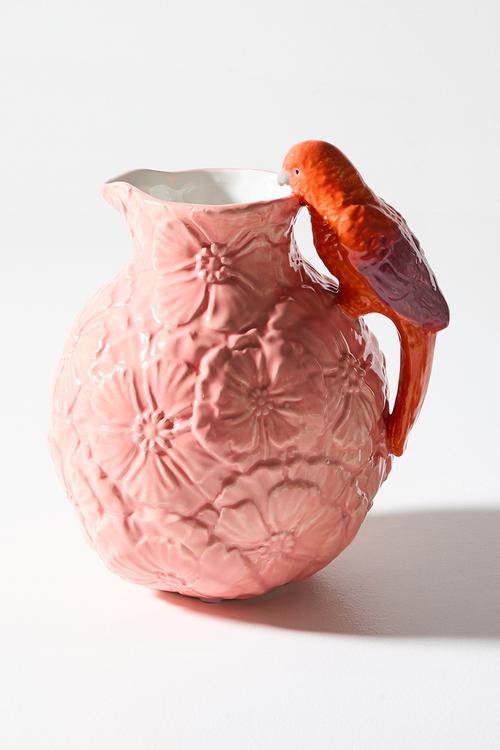 Stoneware Bird Jug - Pink