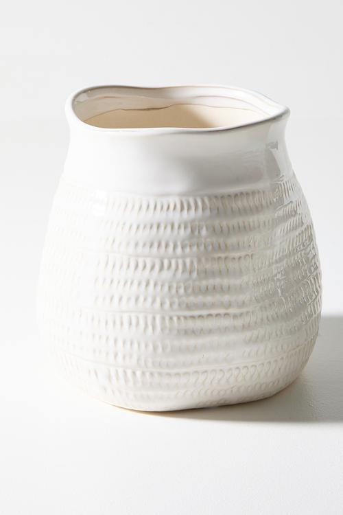 Stoneware Textured Vase - White
