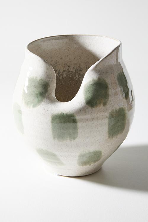 Stoneware Vase - Green & Natural