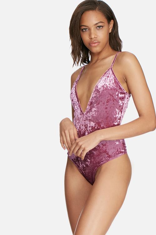 Plunge velvet bodysuit