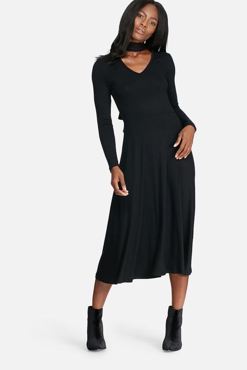 Choker fit and flare midi dress