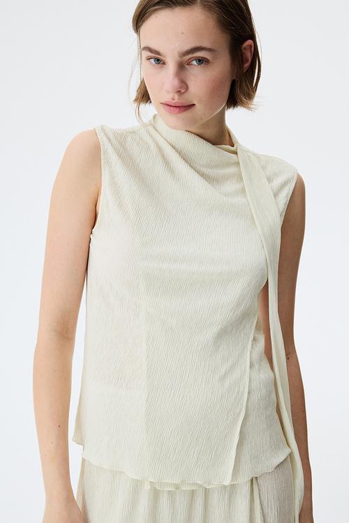 Scarf-detail top - light beige