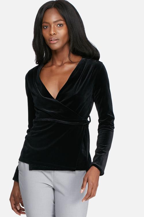 Velvet wrap blouse