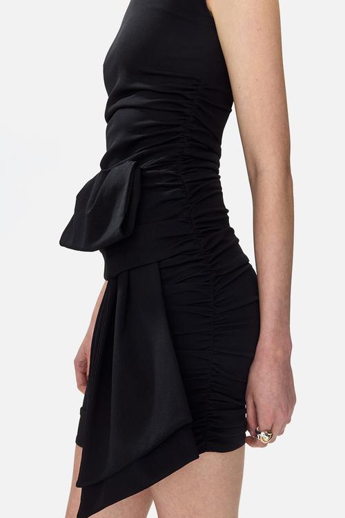 Draped off-the-shoulder dress - black
