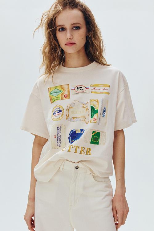 Oversized print-motif T-shirt - white/butter