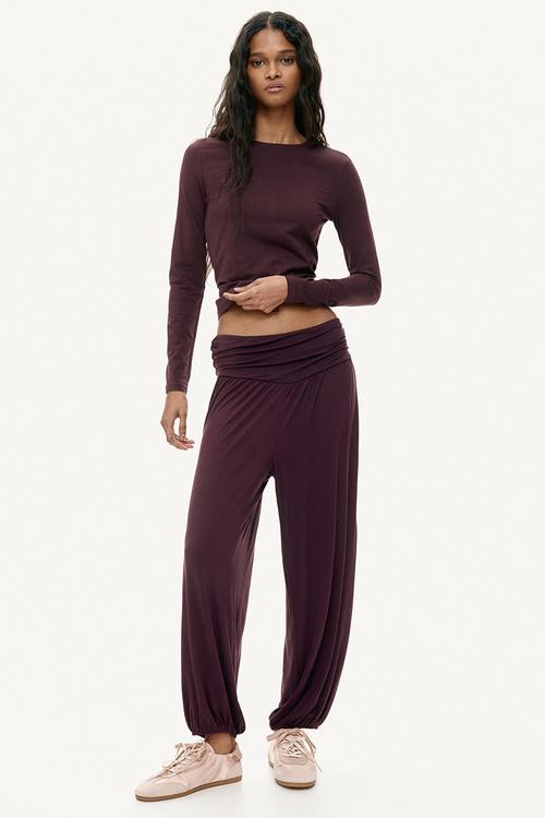 Viscose balloon trousers - dark plum purple