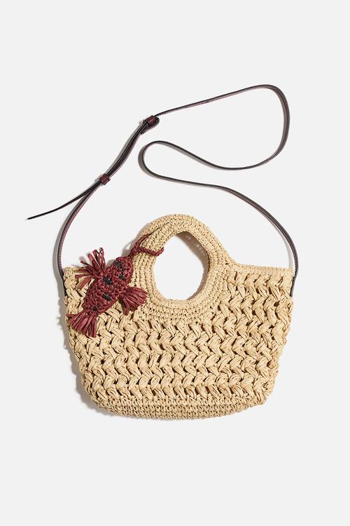 Straw crossbody bag - beige