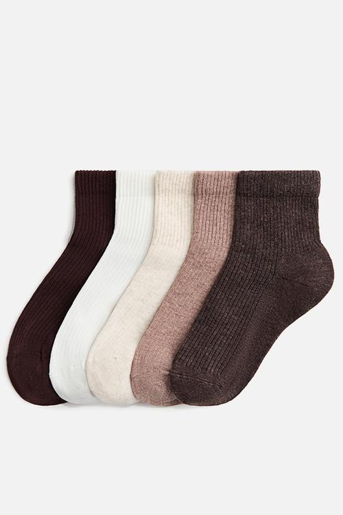 5-Pack ankle socks - dark mole/beige