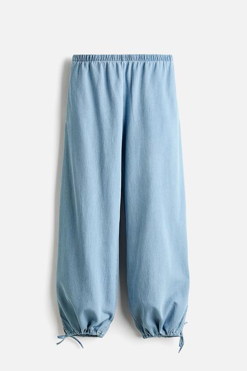 Balloon-leg denim trousers - light denim blue