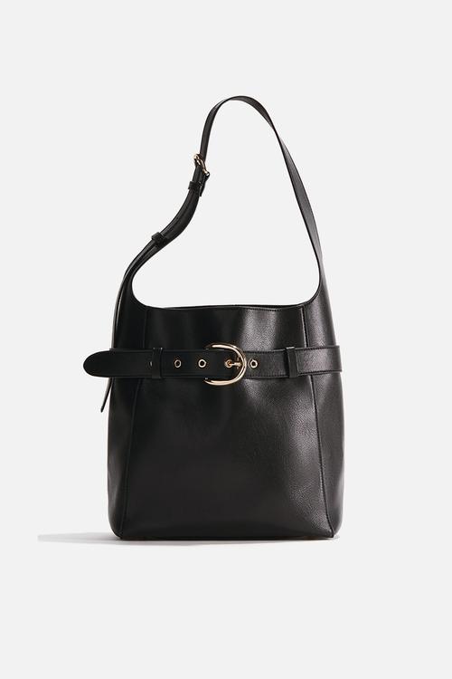 Strap-detail tote bag - black