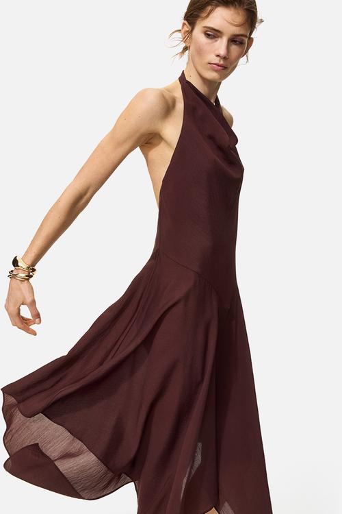 Halterneck dress - dark brown