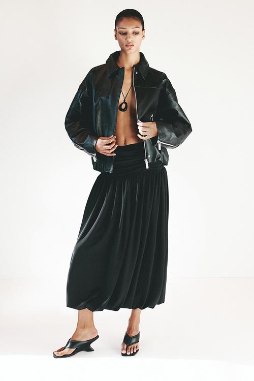 Bubble-hem jersey skirt - black
