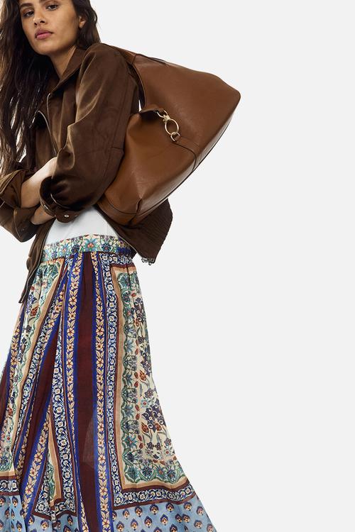 Loose-fit maxi skirt - blue/patterned