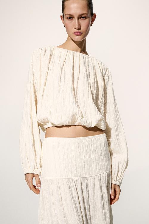 Balloon-sleeved top - cream