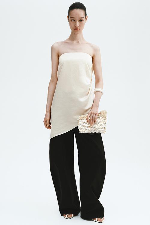 Satin bandeau top - cream