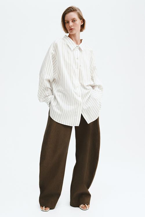 Oversized shirt - white/striped