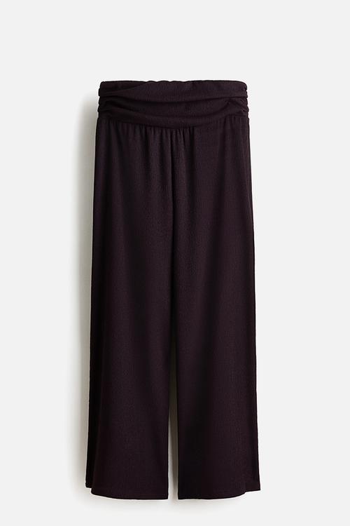 Wide gathered-waist trousers - dark purple