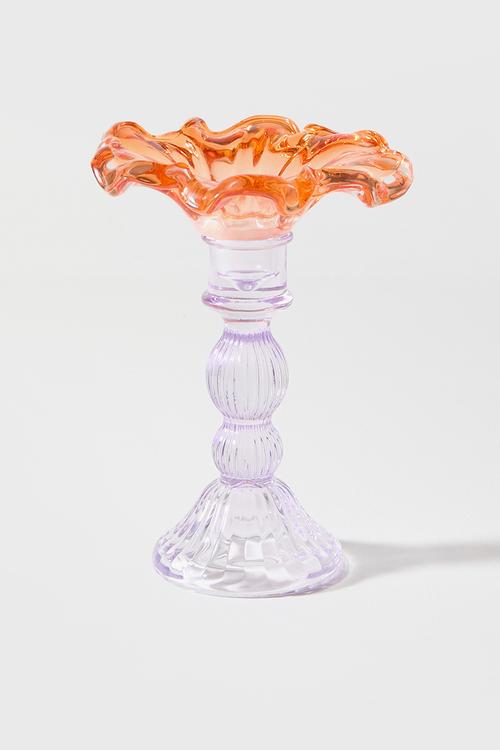 Candle Stick Glass - Orange & Purple