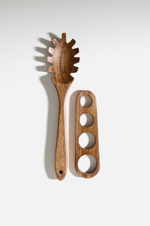 Home Classix Acacia Wooden Utensil 2pc Set - light brown