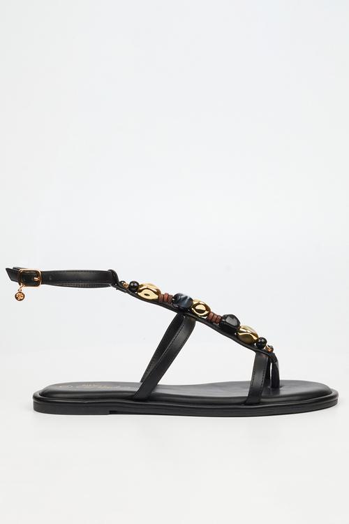 Kali 6 beaded strappy sandal - black