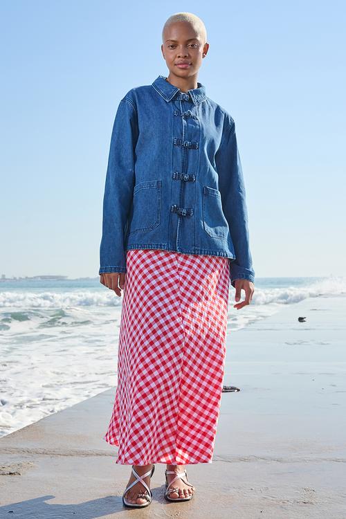 Mandarin Denim Jacket - Blue