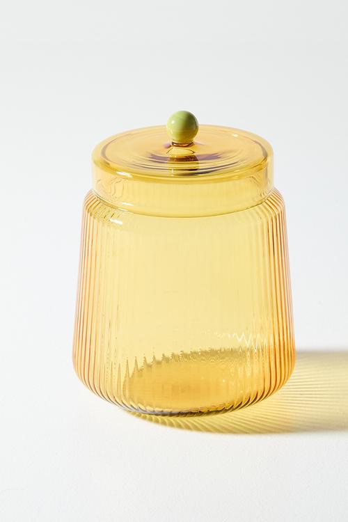 Glass Storage Jar Amber Medium