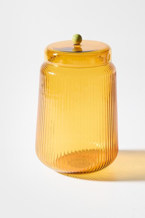 Glass Storage Jar Amber large
