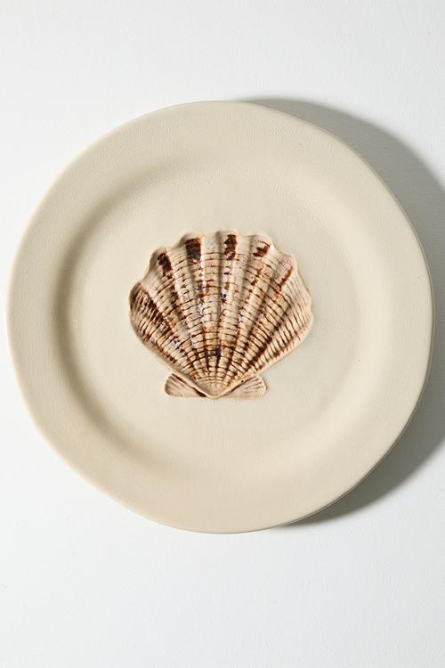 Stoneware Shell Serving Plate - Natural