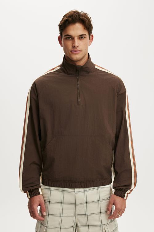Quarter Zip Spray Jacket - Brown