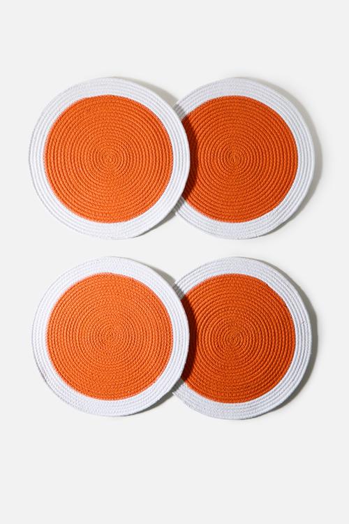 Cotton Boarder Placemats Set 4 - Coral