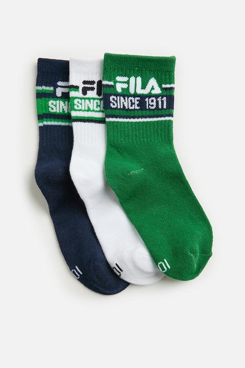 Lindsay Three Quarter Sock Boys - Fila Blue/ White/ Evergreen