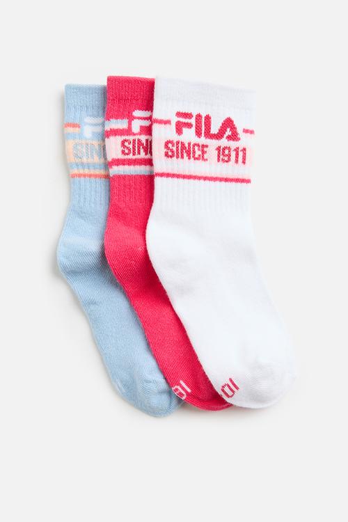 Lindsay Three Quarter Sock Girls - Rouge Red/ White/Skyway