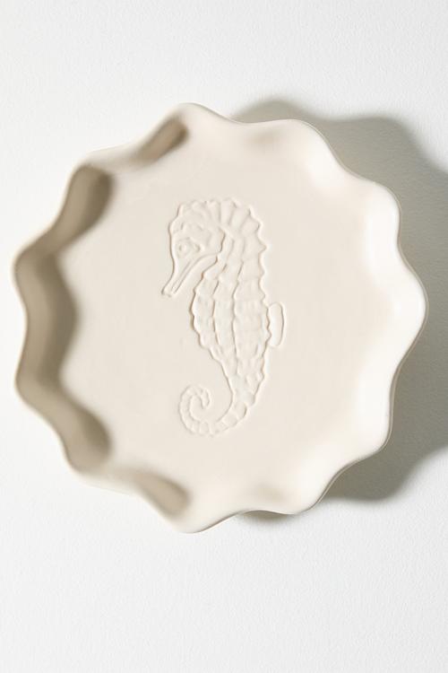 Stoneware Seahorse Side Plate - Natural