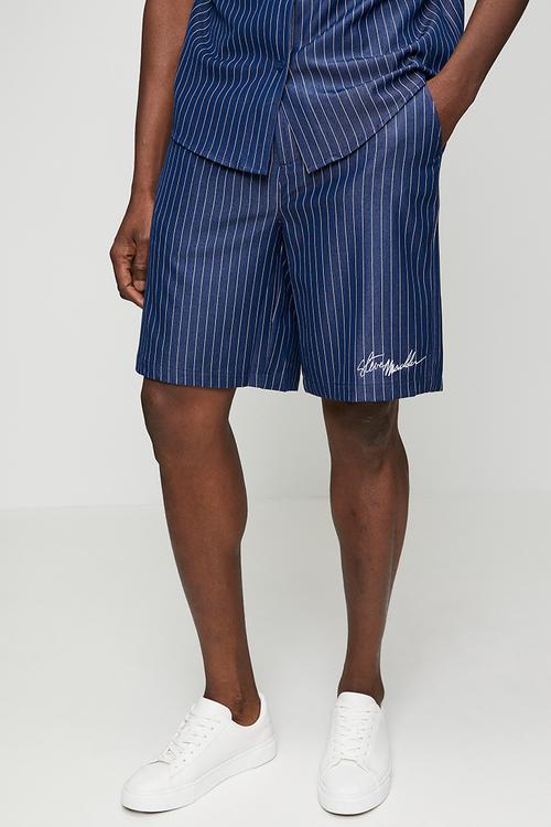 Mens Patrick Pin Stripe Shorts - Navy Pin Stripe