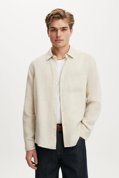 Relaxed Linen Long Sleeve Shirt - Oatmeal
