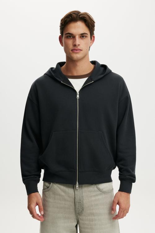 Zip Up Hoodie - Washed Black