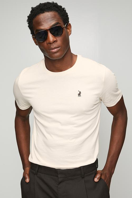 Mens essential crew neck short sleeve tee - beige