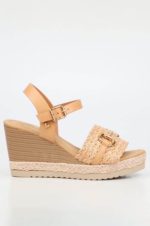 Avery 7 raffia wedge heel - beige