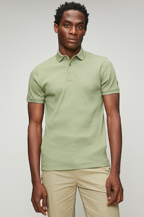 MENS PJC SS RIBBED GOLFER - Green