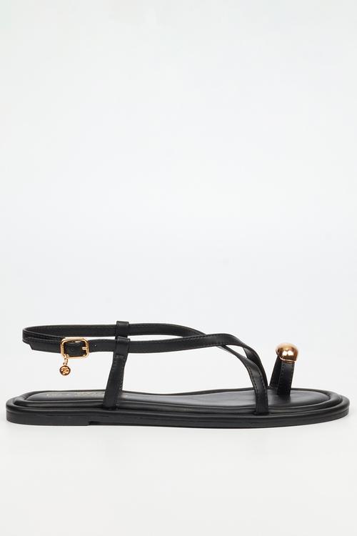 Kali 8 gold trim sandal - black
