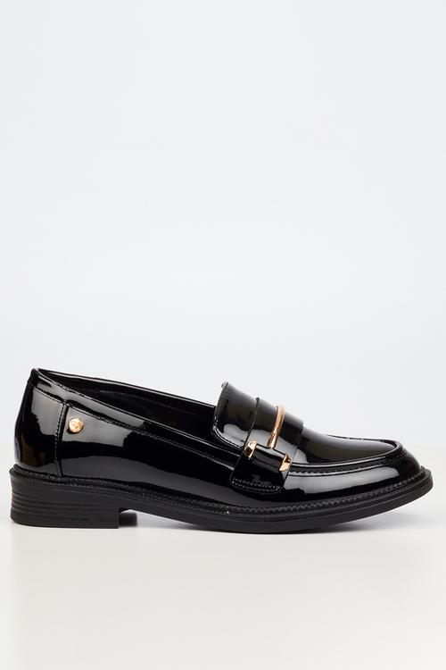 Lizi 2 gold trim loafer - black