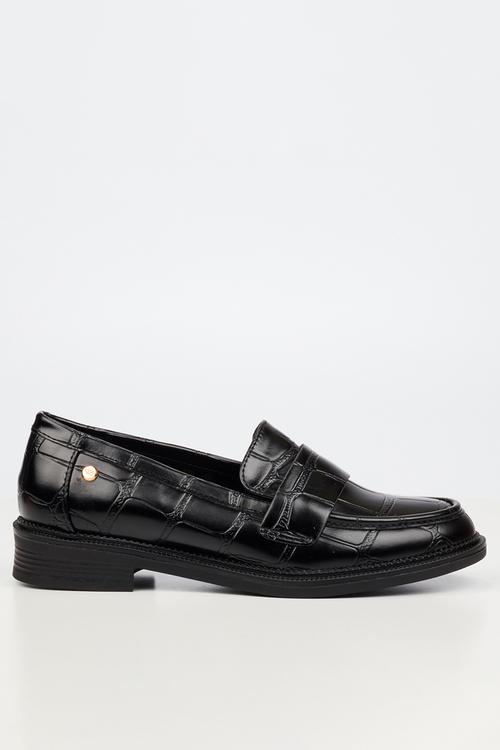 Lizi 3 croc print loafer - black