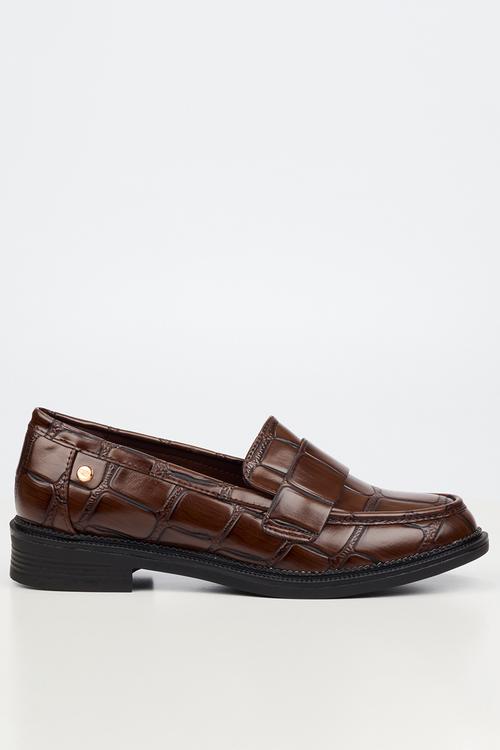 Lizi 3 croc print loafer - chocolate
