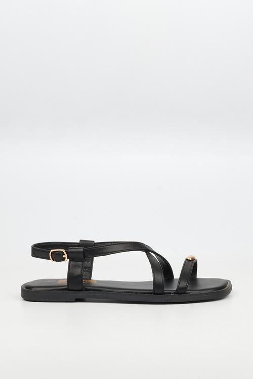 Amy 2 Gold Trim Sandal - Black